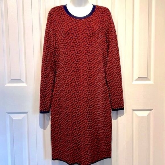 MICHAEL Michael Kors Dresses & Skirts - Michael Michael Kors Navy Red Patterned Midi Dress Size L fits like a medium
